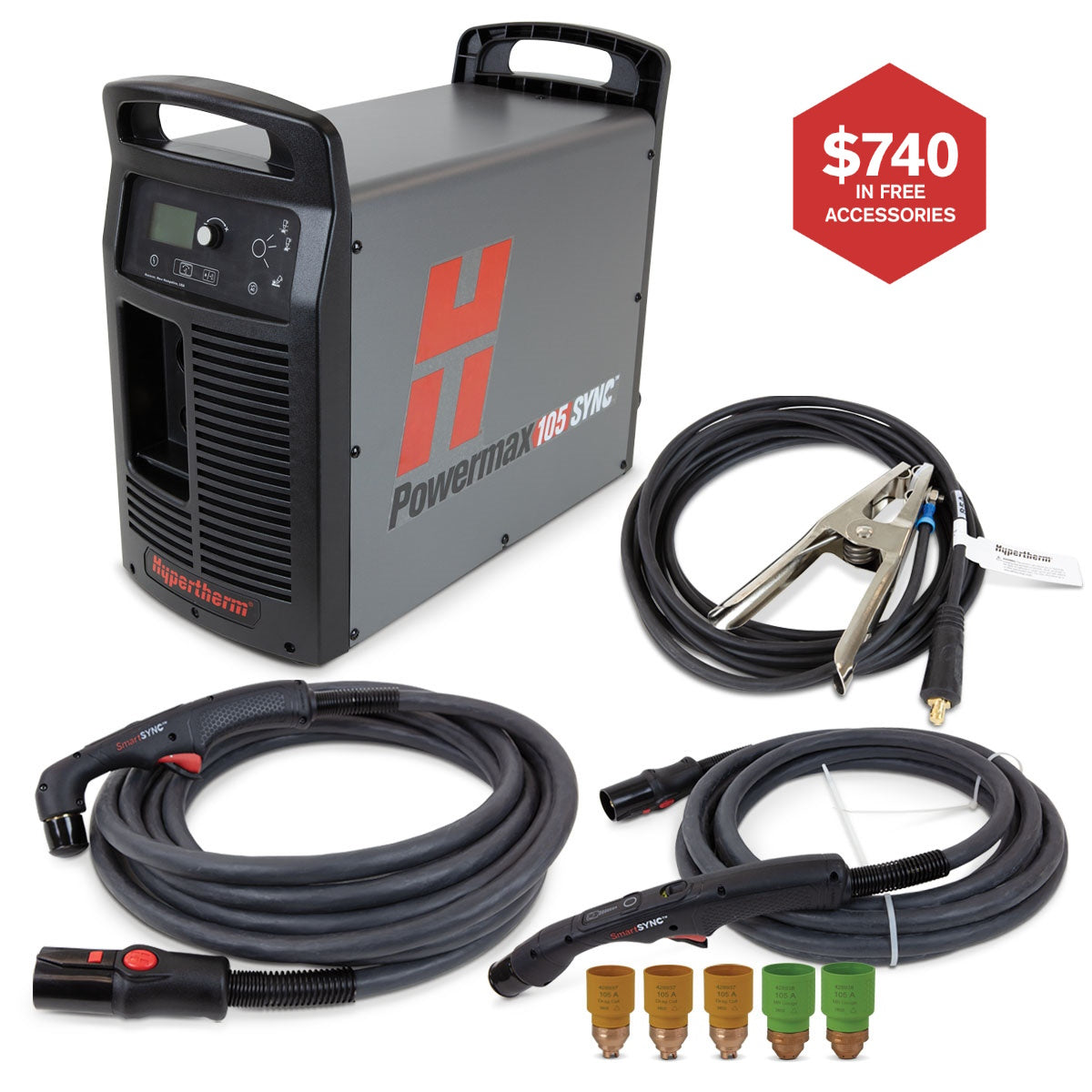 Hypertherm Powermax 105 Sync Plasma w/CPC 25ft 75° and 15° Hand Torch (059634)