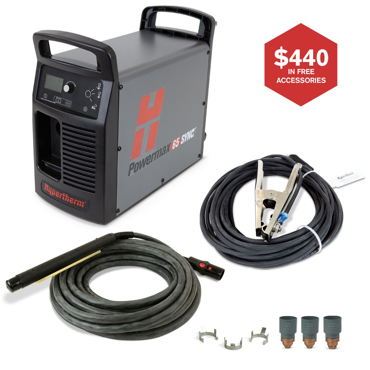 Hypertherm Powermax 65 Sync Plasma w/CPC 50ft 180° Mech Torch (083350)