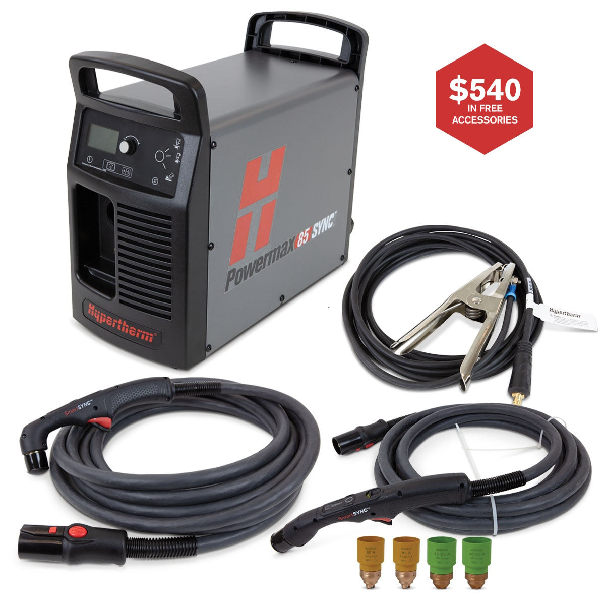 Hypertherm Powermax 85 Sync Plasma Cutter w/25ft 75° and 15° Hand Torch (087187)