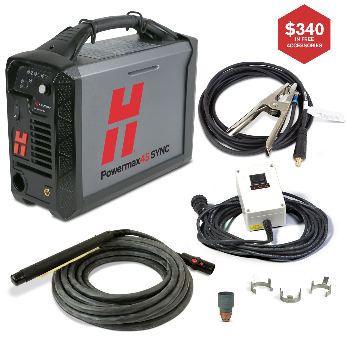 Hypertherm Powermax 45 SYNC Plasma w/25ft Mechanized Torch and On/Off Pendant (088582)