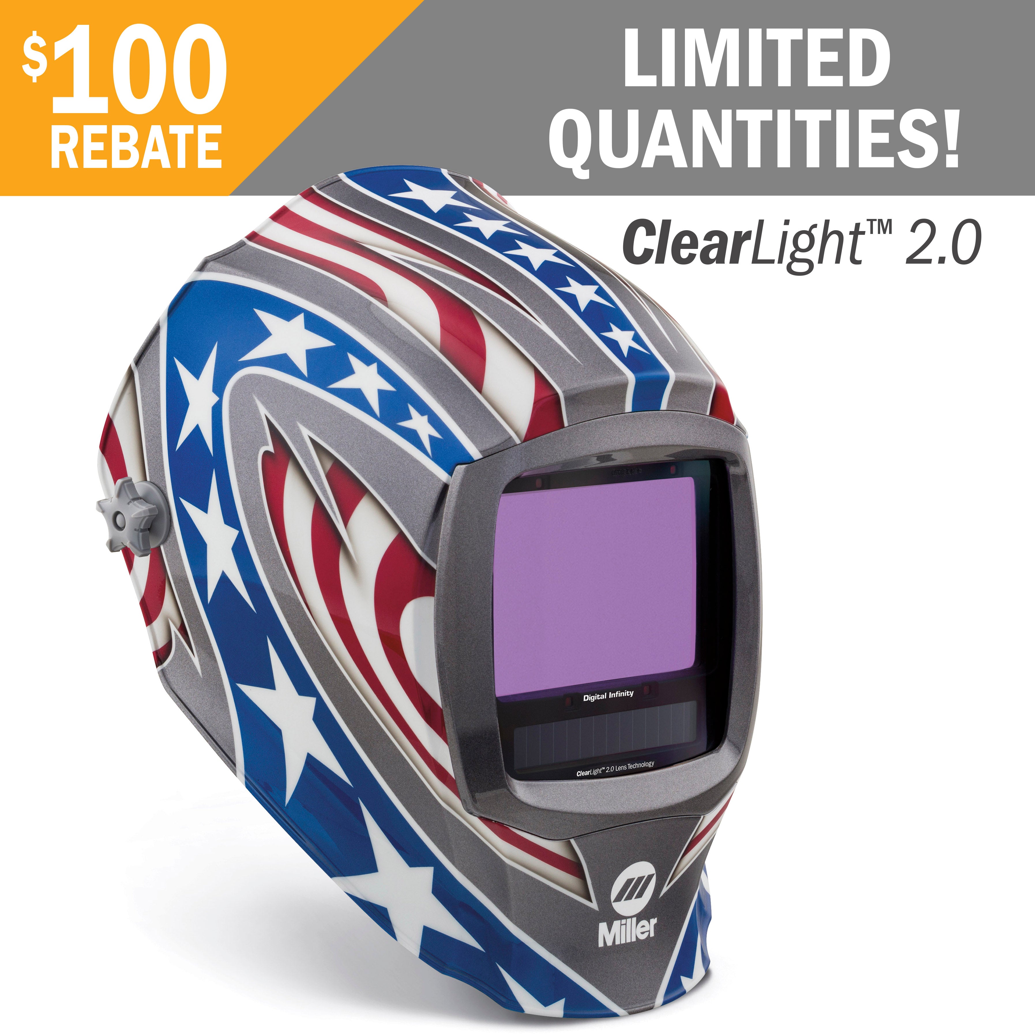 Miller Digital Infinity Stars and Stripes Welding Helmet w/ClearLight 2.0 Lens (288420)