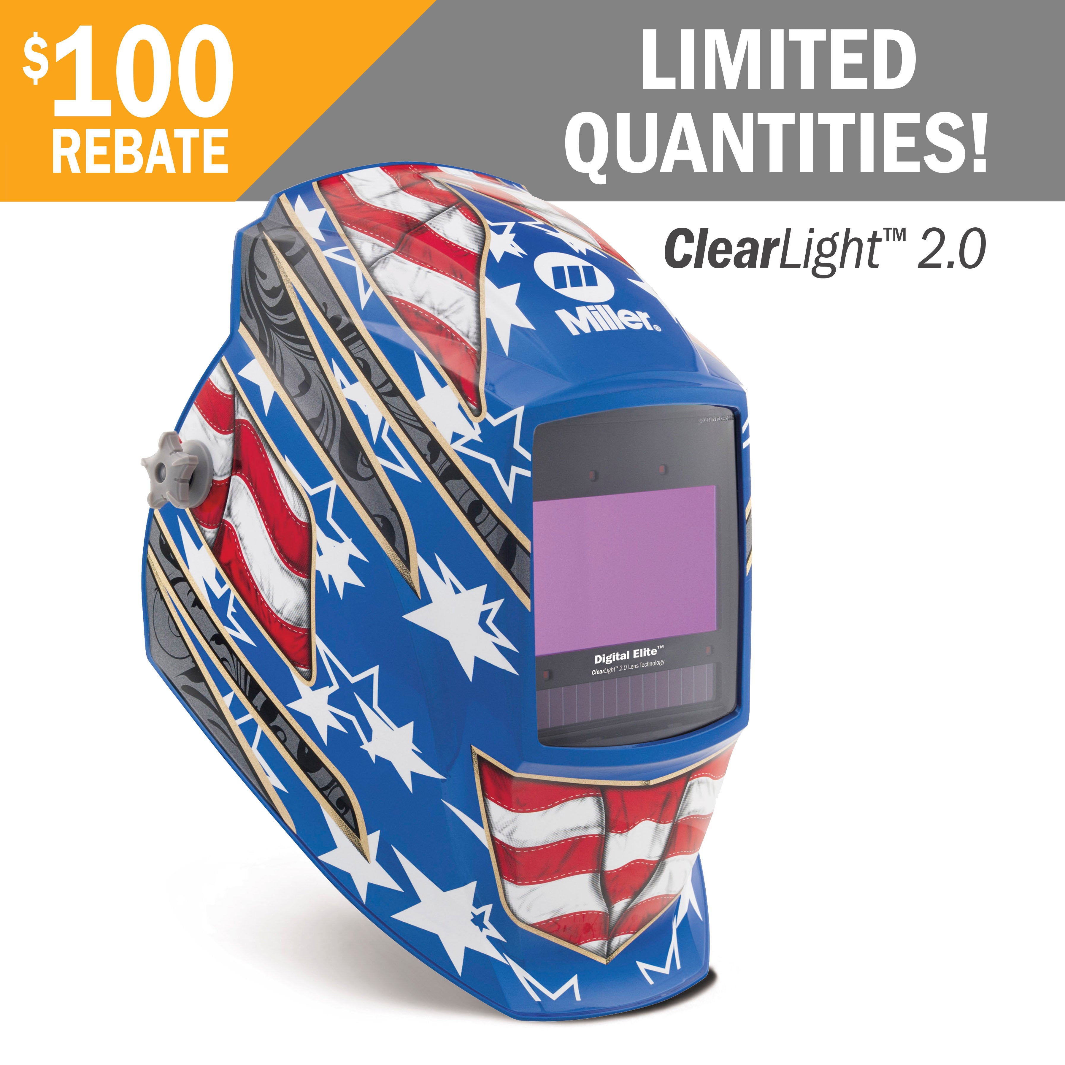 Miller Stars and Stripes III Digital Elite Welding Helmet w/ClearLight 2.0 Lens (289759)