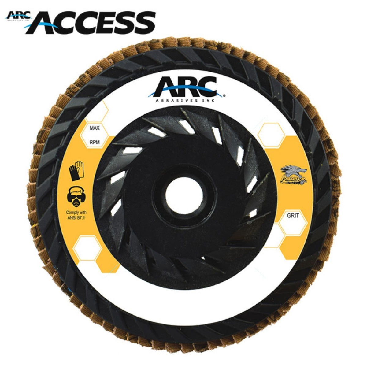 Arc Abrasives T29 4-1/2" x 5/8"-11 Hard Edge Predator Nylon Flap Disc for Steel