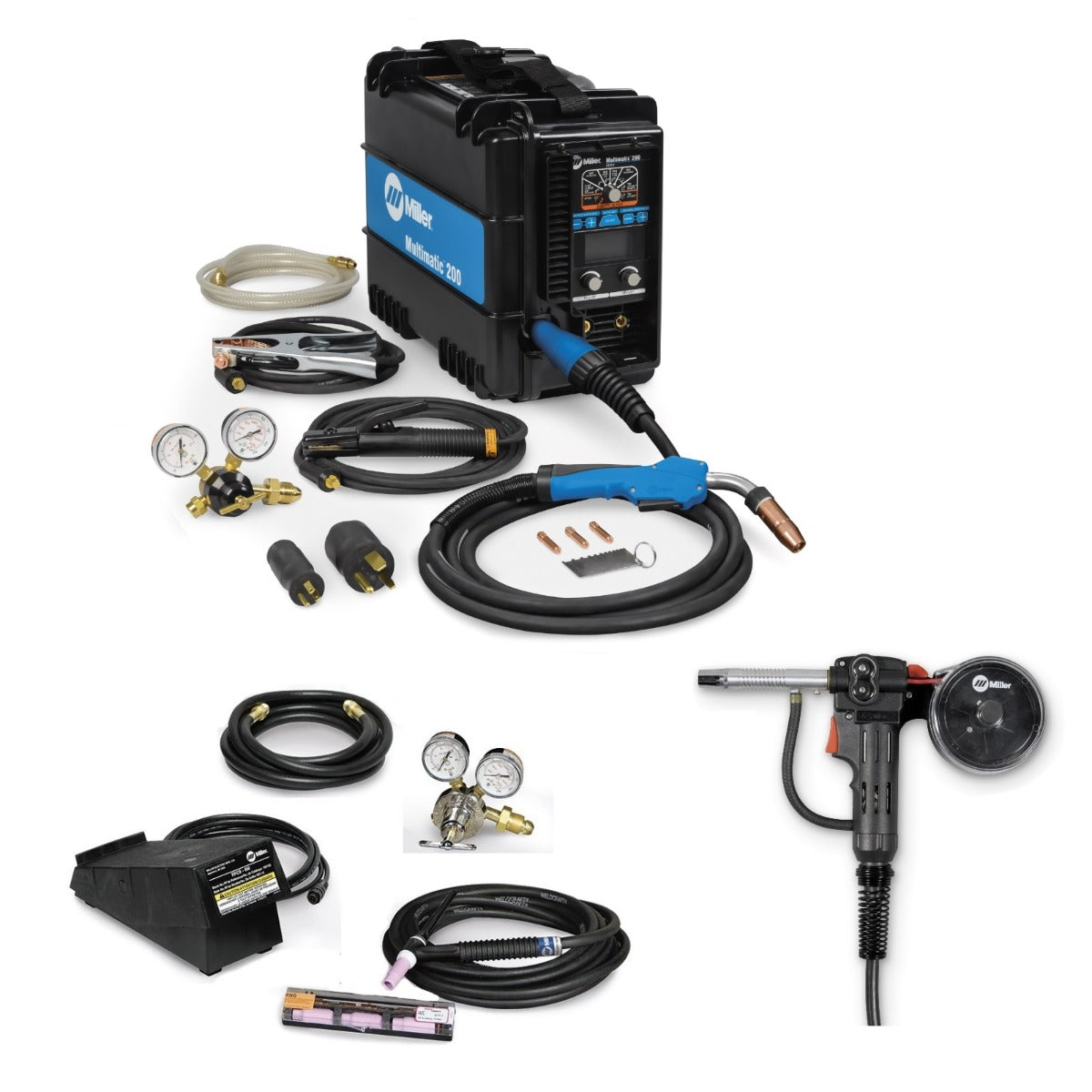 Miller Multimatic 200 MIG, TIG, Stick Welder Complete Pkg. with Spool Gun (951649, 300371)