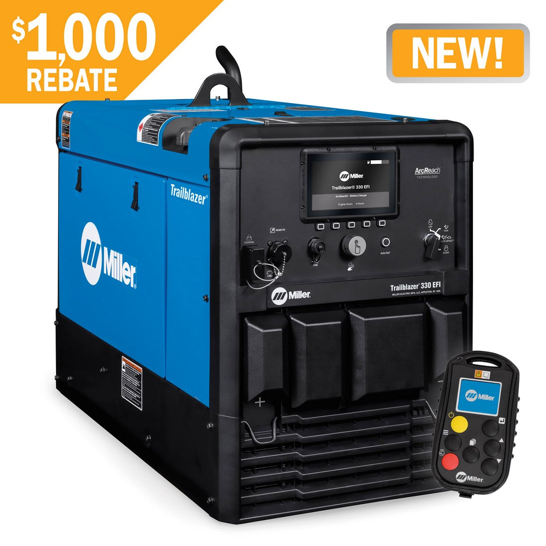 Miller Trailblazer 330 EFI Welder/Generator w/Excel Power, WIC, and Battery Charge (907832004)