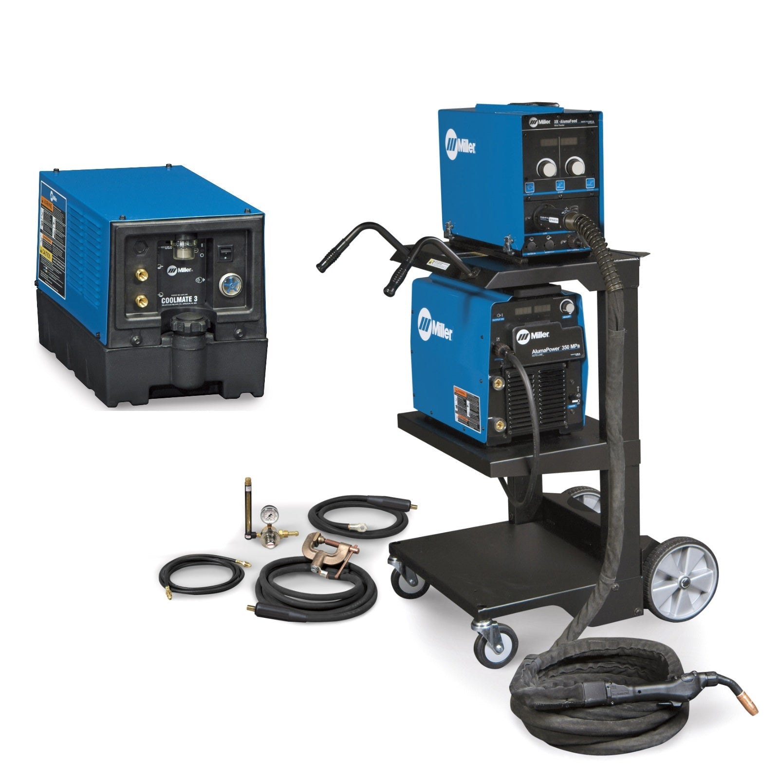 Miller AlumaPower 350 MPa MIG Welder with Aux Power, Accessory Package, and Cart (951555)