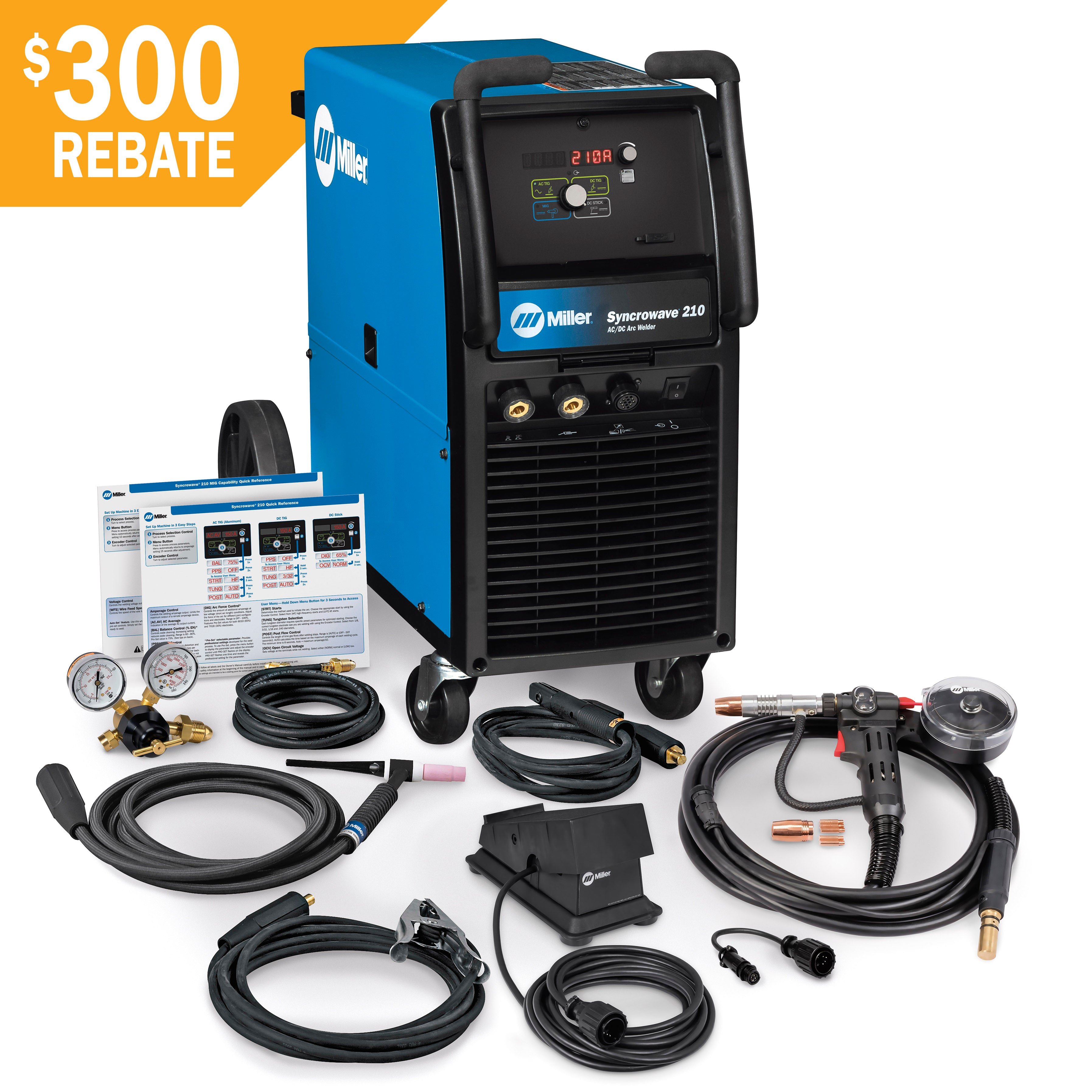 Miller Syncrowave 210 TIG/Stick Welder Package with Spoolmate 150 (951684)