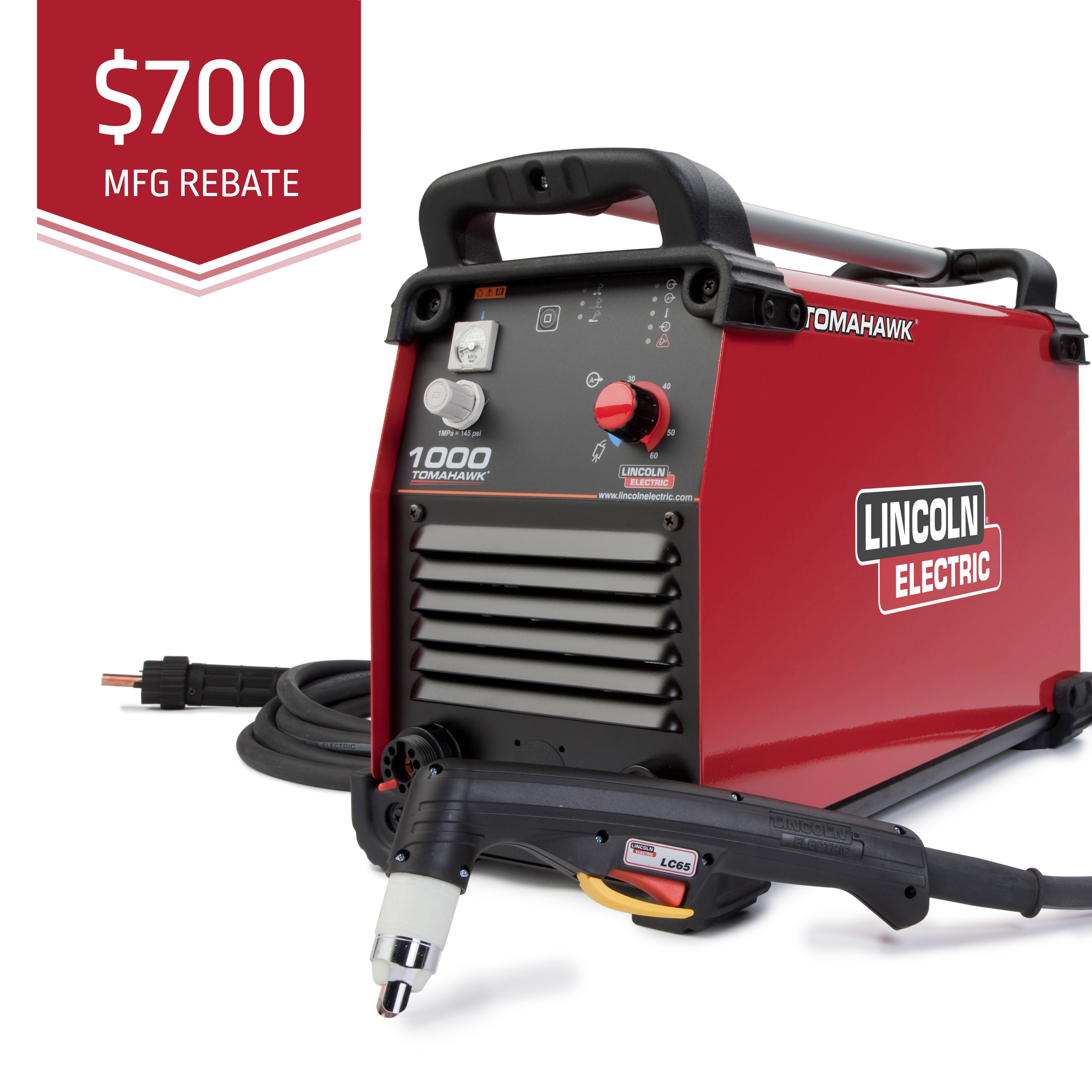 lincoln tomahawk 1000 plasma cutter with 25 ft hand torch