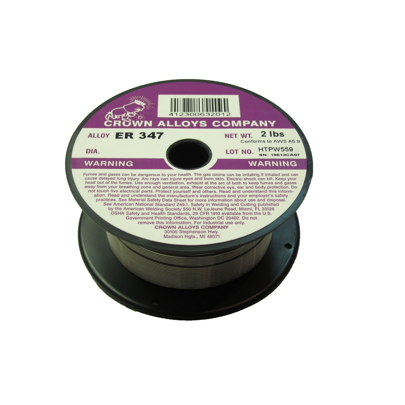 Crown Alloy 1/16 x 2# ER 347 Stainless Steel MIG 2 lb SPOOL (SS347/1L)