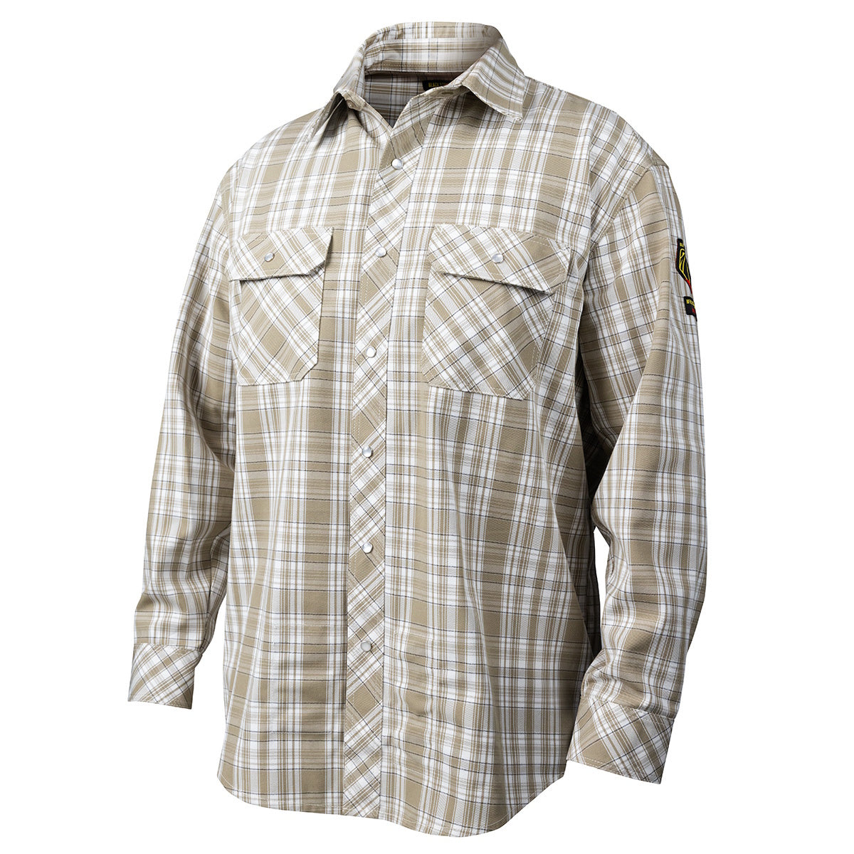 revco black stallion khaki plaid cotton work shirt